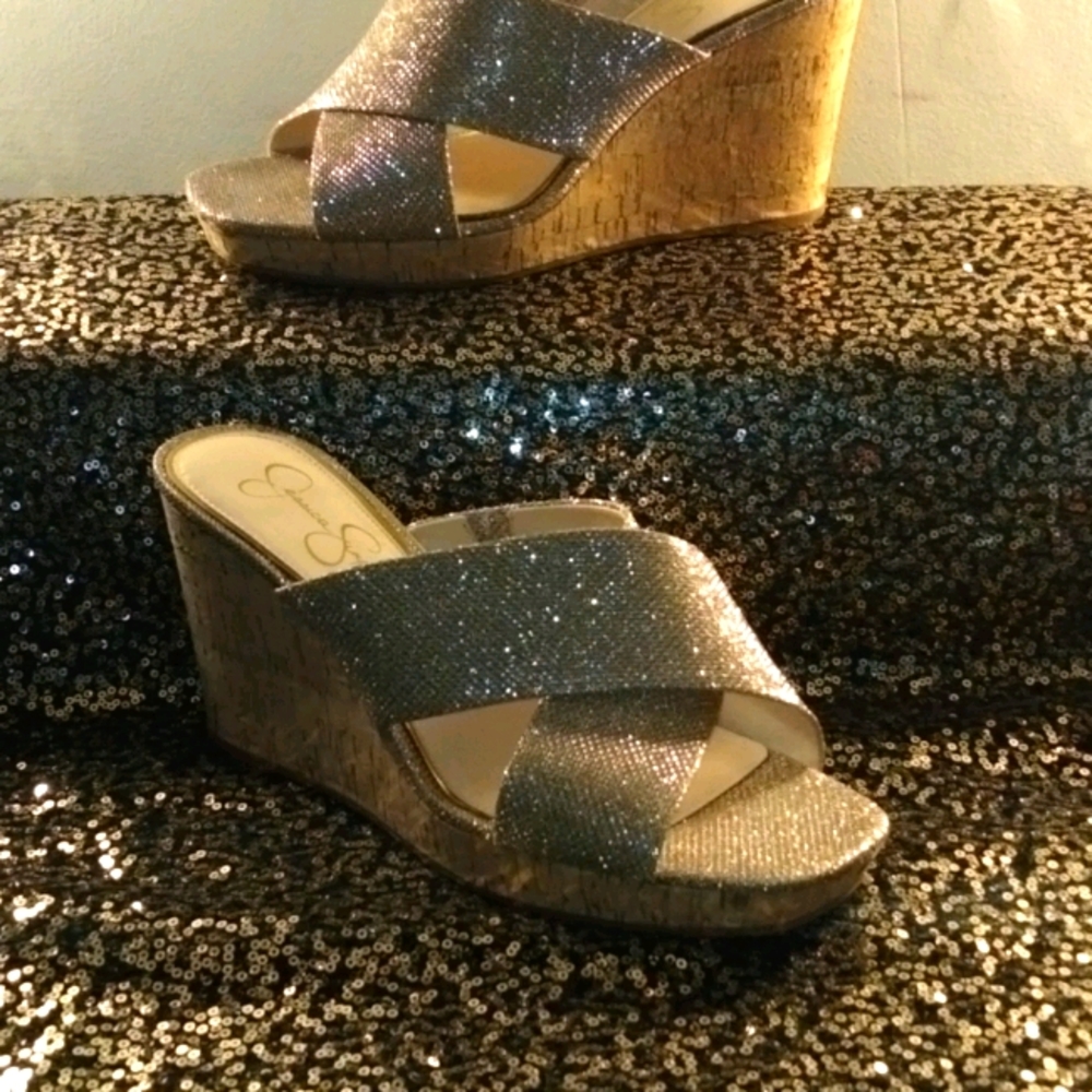 Metallic/Glittery Gold Wedges